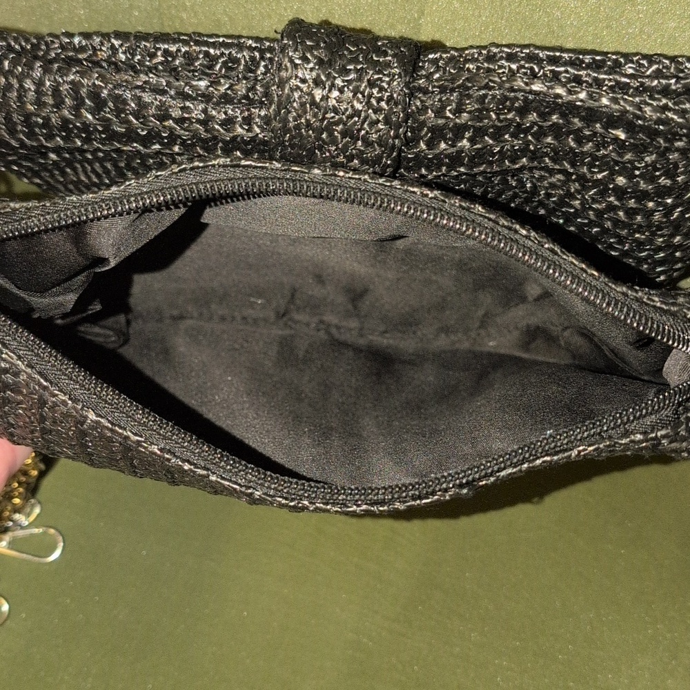 Black Woven Crossbody Clutch with Accent Bow - Picture 6 of 8